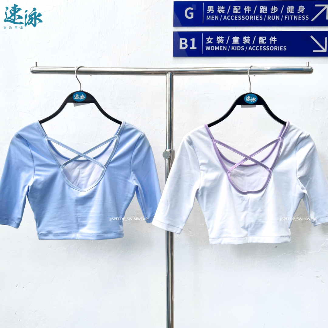 Arena Sea Lover Short Sleeves Crop Sun Protecton Top W. Pad 女士上衣泳衣