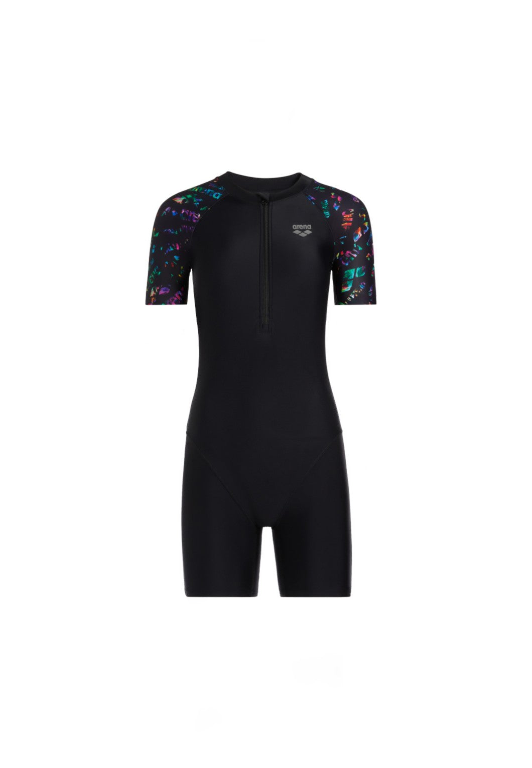 Arena Blossom Short Sleeve Front Zip Flat Leg Bodysuit 女士連體泳衣