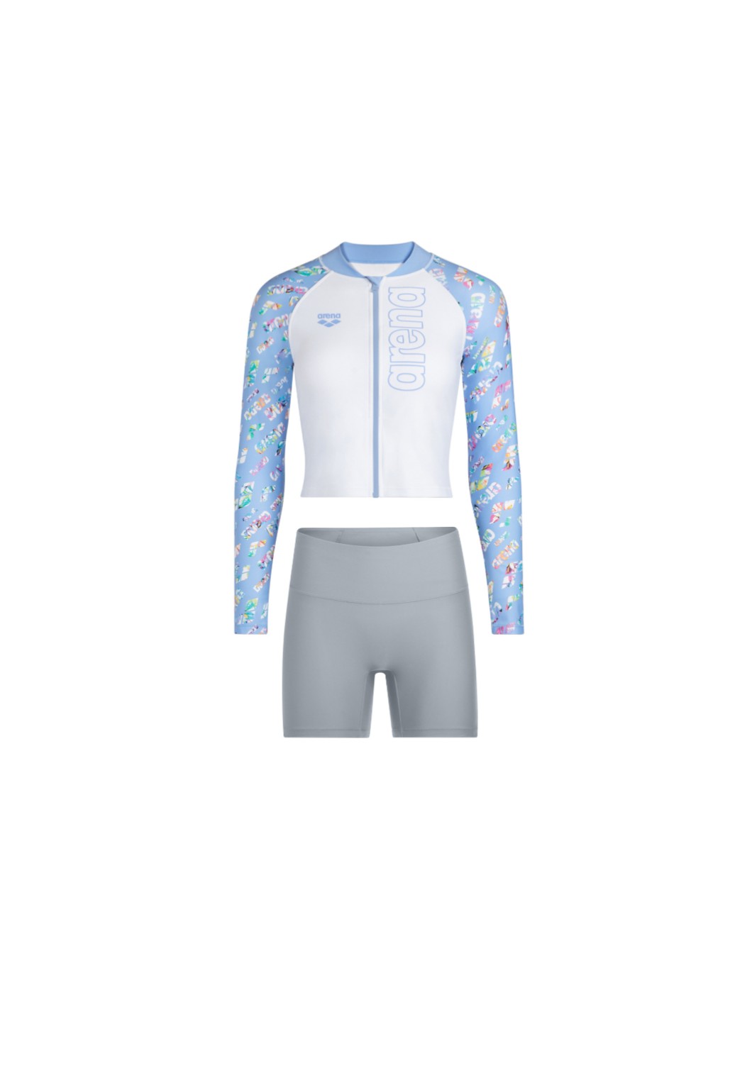 Arena Blossom Long Sleeves Zip Up Sun Top With Jammer 女士分體泳衣