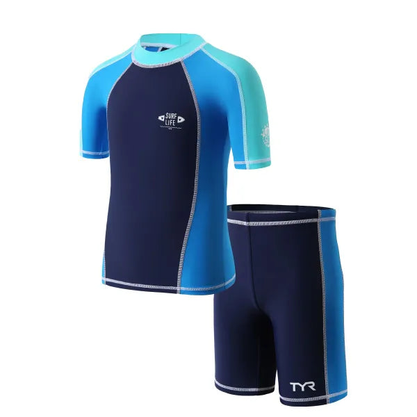 TYR Kid's Short Rash Guard Set Of 2 Pieces TYR兒童防曬短袖套裝
