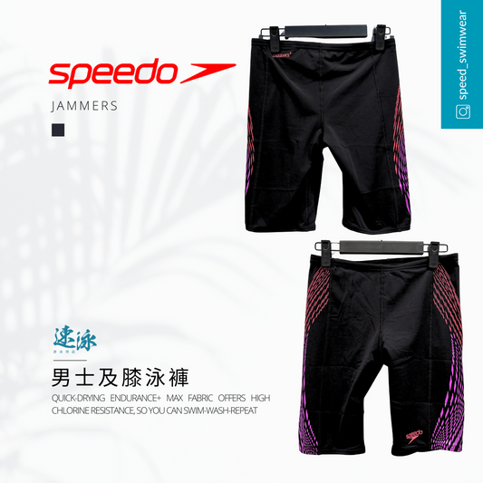 Men's Tech Panel Jammer Black/Coral 男士及膝泳褲