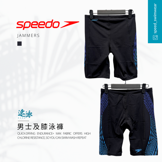 Speedo Men's Tech Panel Jammer Black/Blue 男士及膝泳褲