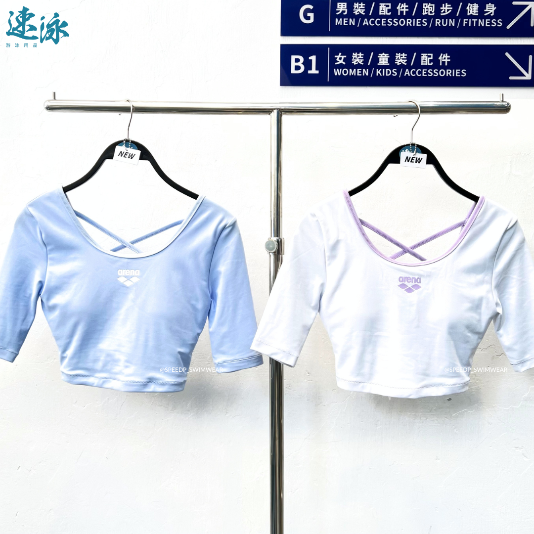 Arena Sea Lover Short Sleeves Crop Sun Protecton Top W. Pad 女士上衣泳衣