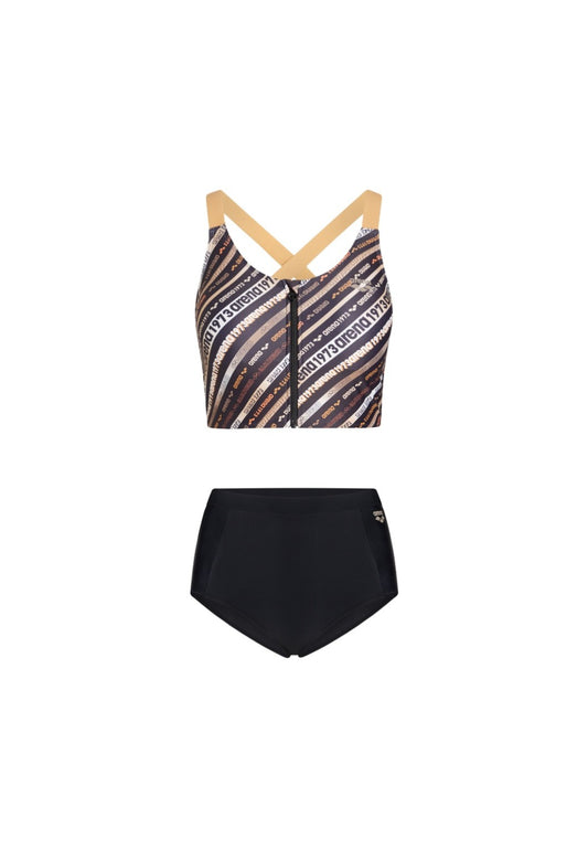 Arena Diagonal 3.0 Thin Stripe Long Line Top With Jammer Women's Tankini Swimsuit
