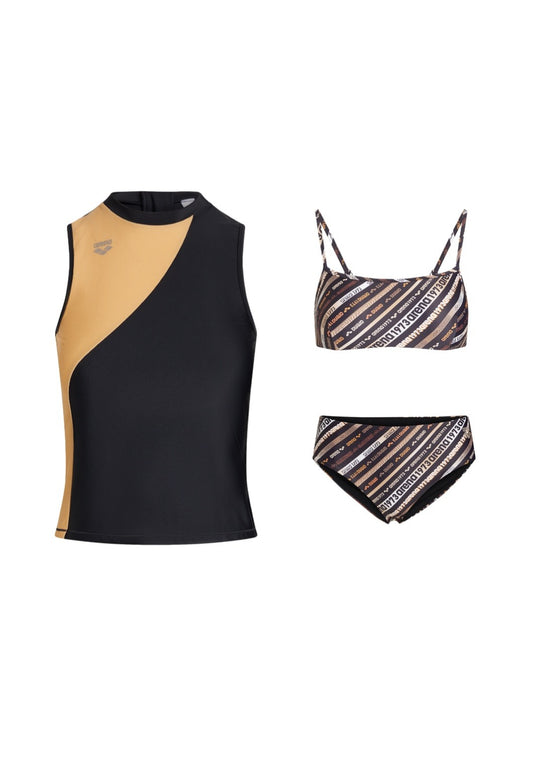 Arena Diagonal 3.0 Sporty Bra Top Set With Vest Cover Up Women's Tankini Swimsuit Set