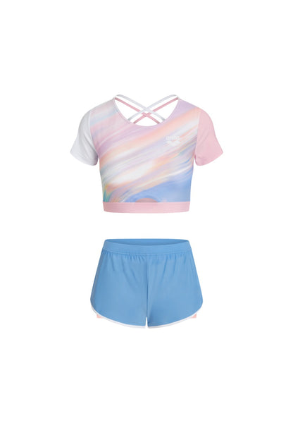 Arena Sunrise Short Sleeves Top With Shorts 女士分體泳衣