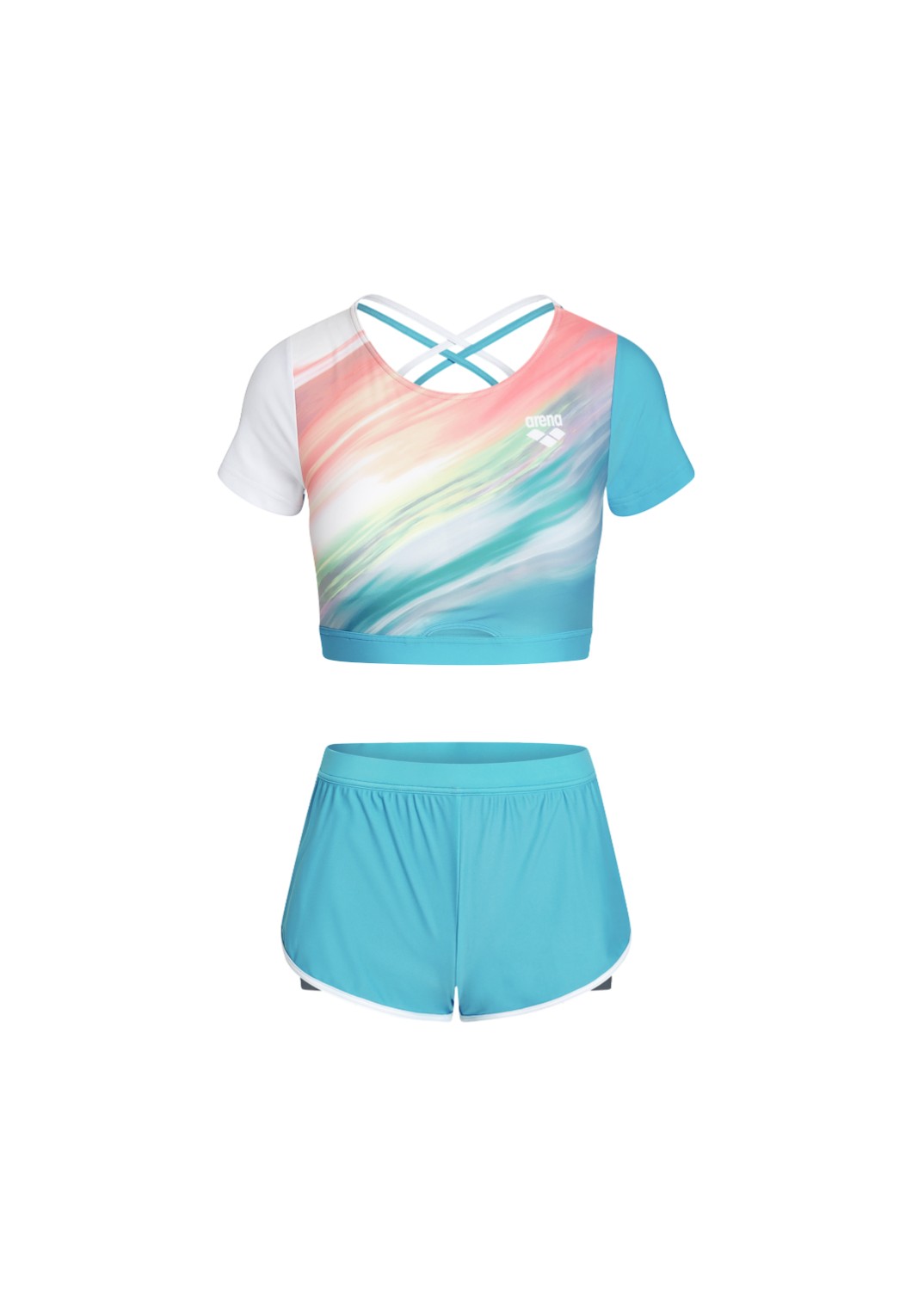 Arena Sunrise Short Sleeves Top With Shorts 女士分體泳衣