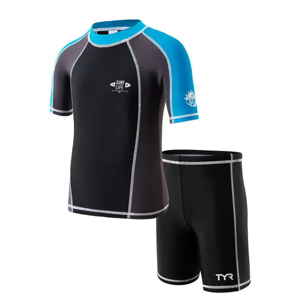 TYR Kid's Short Rash Guard - set of 2 pieces TYR兒童游泳防曬短袖套裝